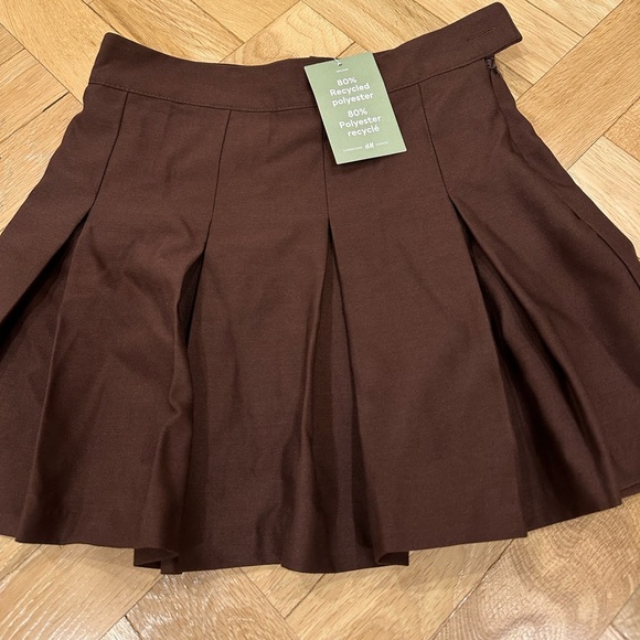 Brown Pleated Skater Mini Tennis Skirt US0 NWT - Picture 3 of 6